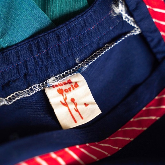 70s vintage navy blue heart button dress - Picture 5 of 6